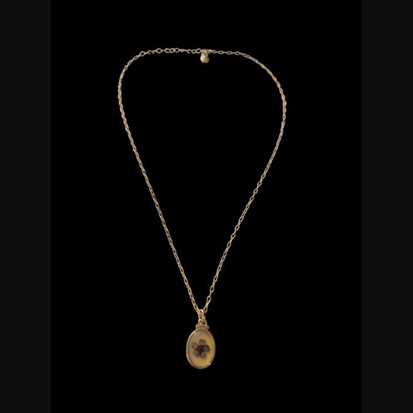 Sunstone Imports 14k Gold Plated Vintage Style Natural Pressed 1.5" Flower 20" - Picture 12 of 16